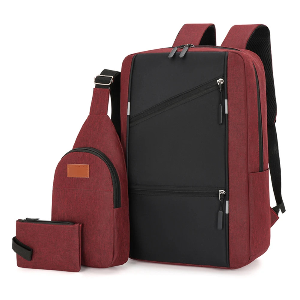 3pcs Casual Bags Sets Laptop Backpack Travel Book Multifunction Versatile School With USB Interface for Outdoor 241029