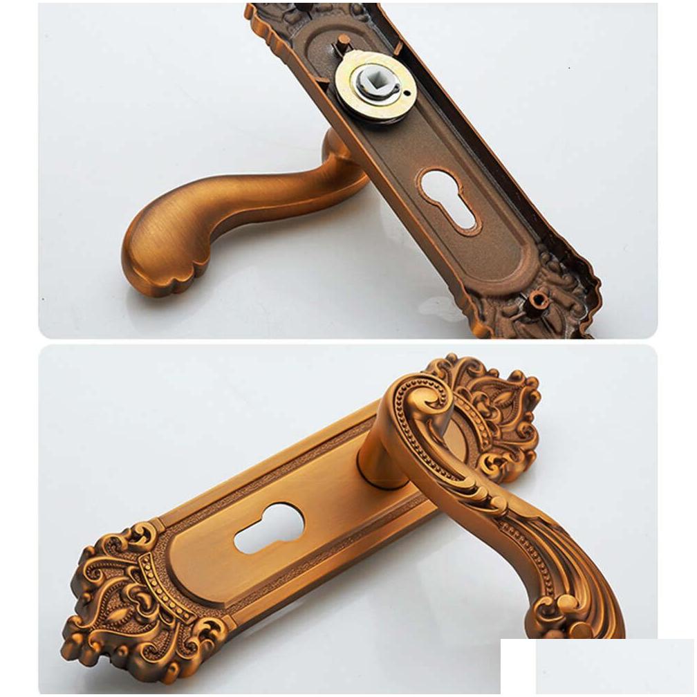 Other & New Vintage Mute Room Aluminum Alloy Interior Door Handle European Style Antitheft Gate Lock Furniture Hardware Drop Delivery Otpuk