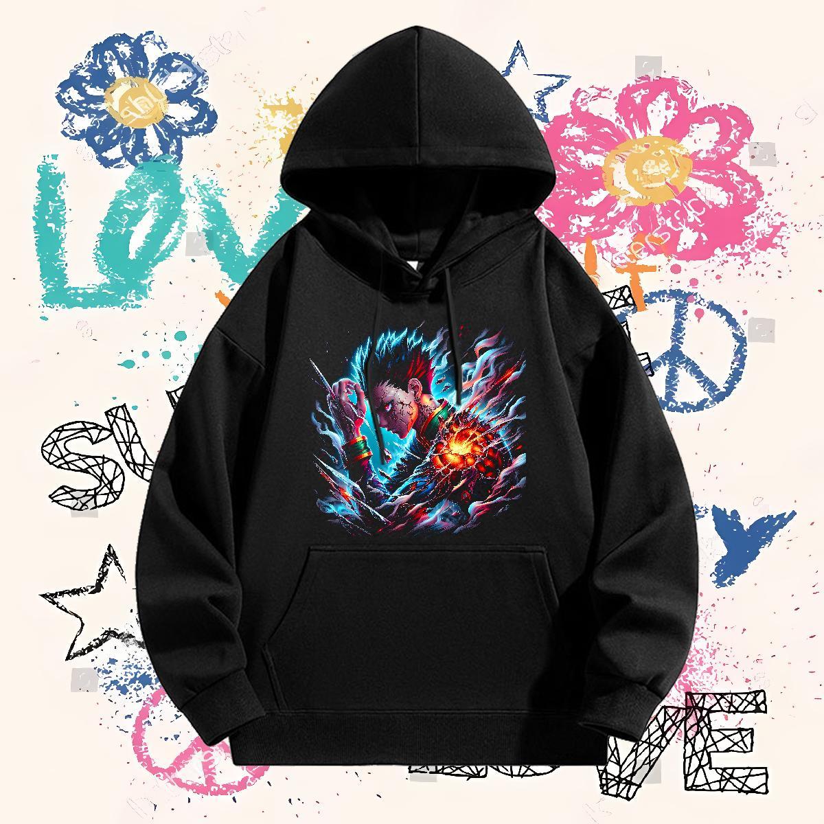 Customized Men Sweatshirt hoodie Breathable Hooded Collar Cool Design Mens Hoodie Anime Print Pullover Hoodie Y2K Cotton 350g