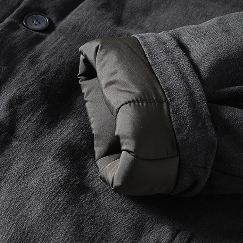 Winter Chinese Style Buckle Men Hooded Warm Cotton Padded Jacket Casual Versatile Loose Wadded Outwear Coat Male Clothing 241029