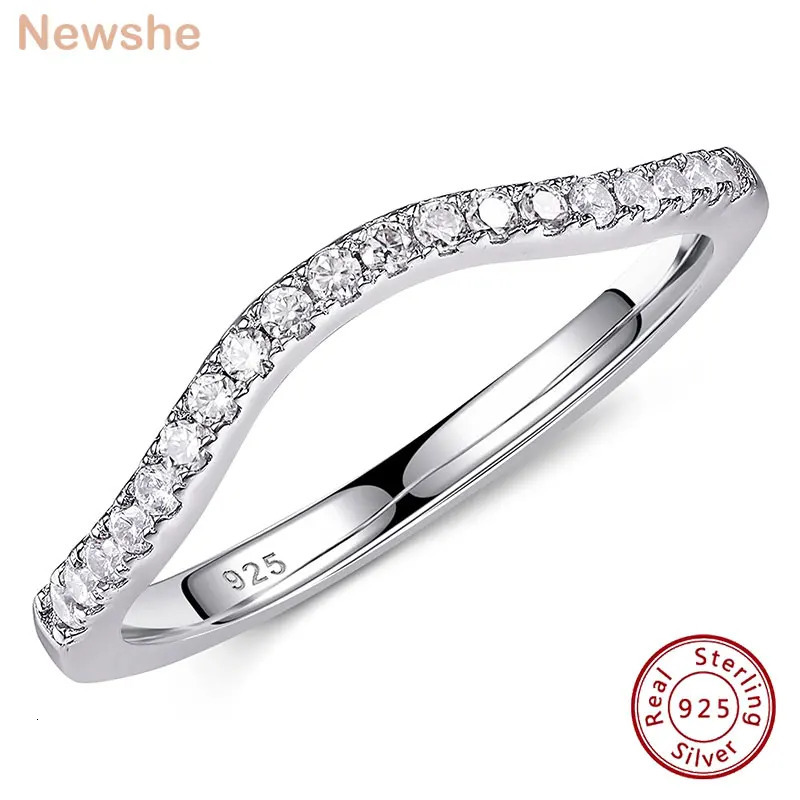 she 925 Silver Wedding Rings for Women Curved Stacking Band Jewelry Gift D Color VVS1 Pass Diamond Tester 241031