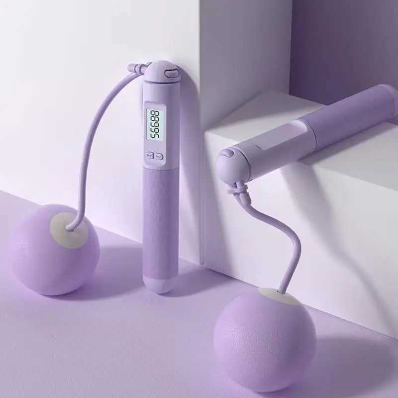 Steel wire rope jump rope D-type display for burning calories in the gym smart slide rope jump rope with ballW241101