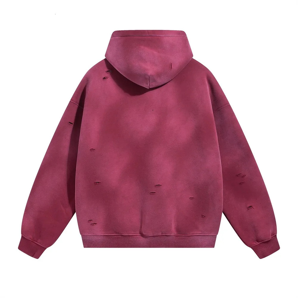 Vintage Wash Hoodies Men Official-website Women Fleece Hoodie Splash-ink Ripped Distressed Oversize Streetwear Tops Hooded Shirt 241031