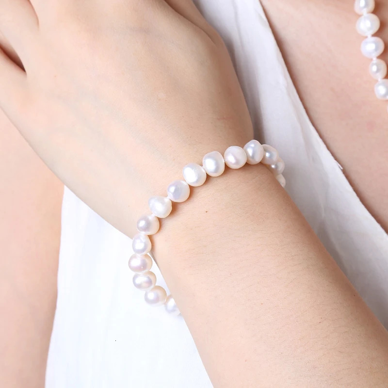 NYMPH Pearl Necklace Jewelry Set Baroque Natural Freshwater Pearl Necklace Bracelet Earrings Womens Exquisite Wedding Gifts 241031