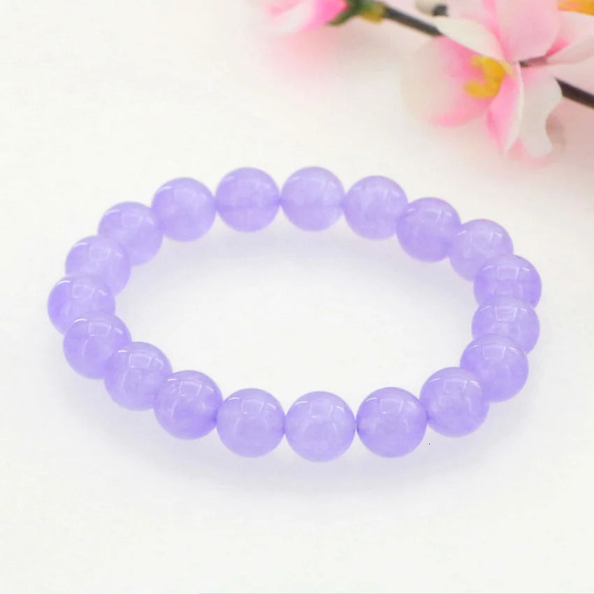 Fashion 10mm Natural Lavender Jade Bead Necklace Bracelet Earrings Handmade Jewelry Set Grade 241031