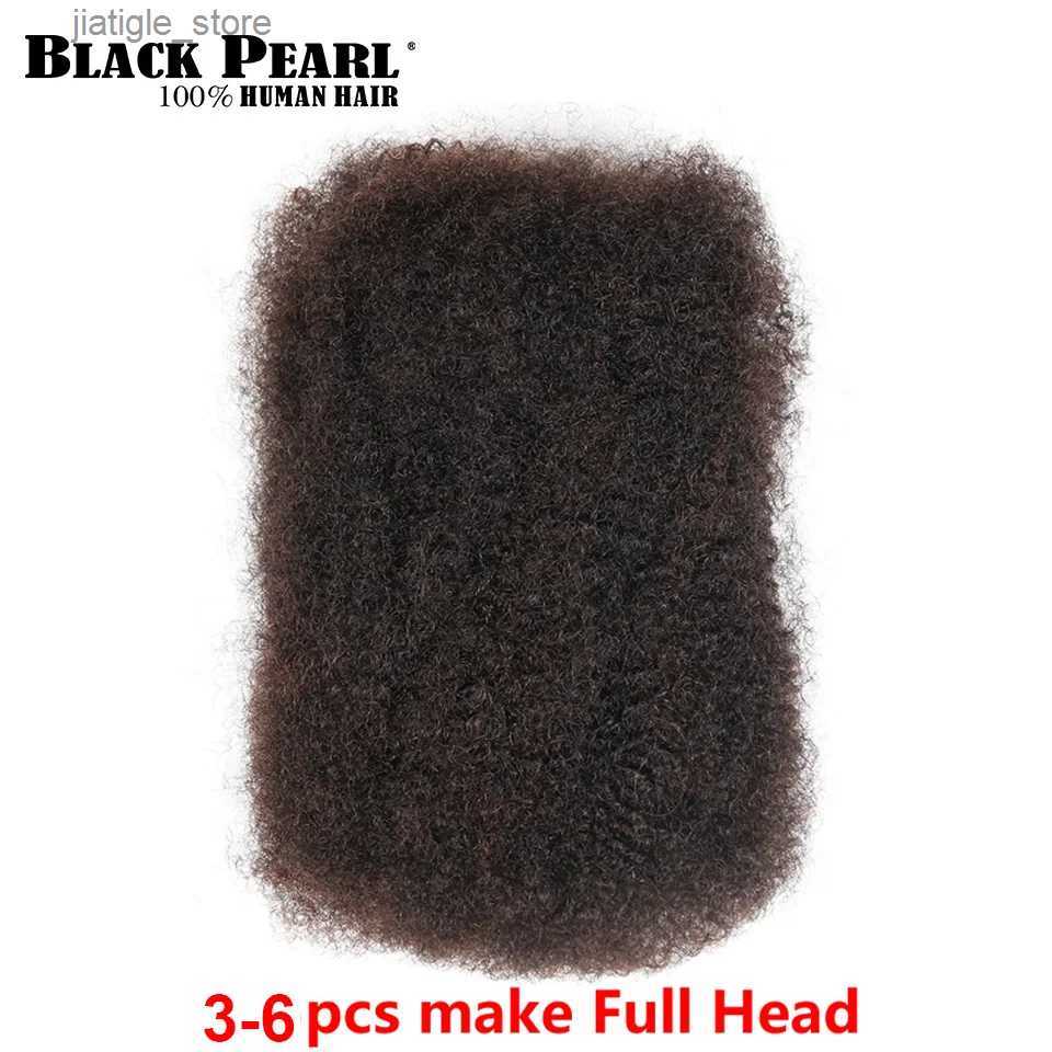 Synthetic Wigs Black Pearl Remy Afro Kinky Curly Locks Hair s Microlocs Human Braiding Hair Bulk Hair For Braiding Double Drawn 50G/pc Y240401 - view 4
