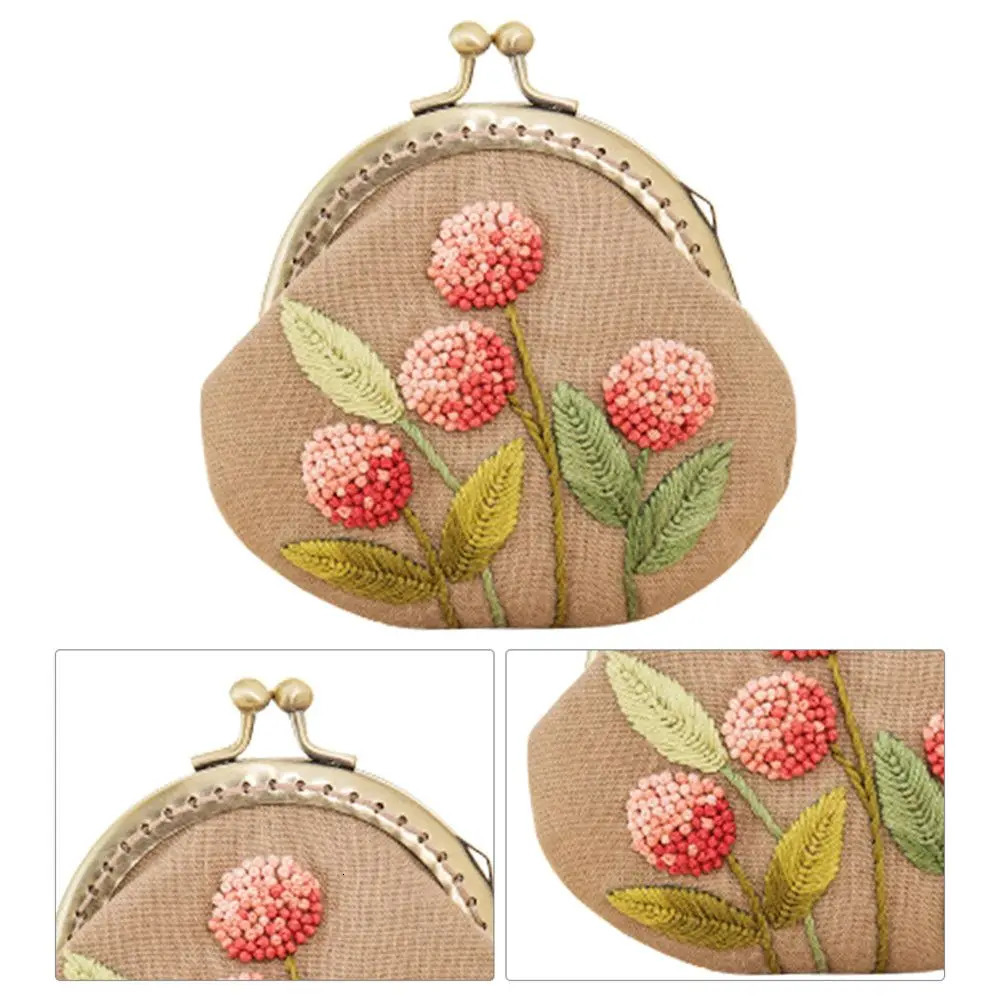 Flower Patterns Coin Purse Wallet Embroidery Starter Kit MultiColor Cross Stitch Needlework DIY Crafts Handmade Bag Accessories 241029