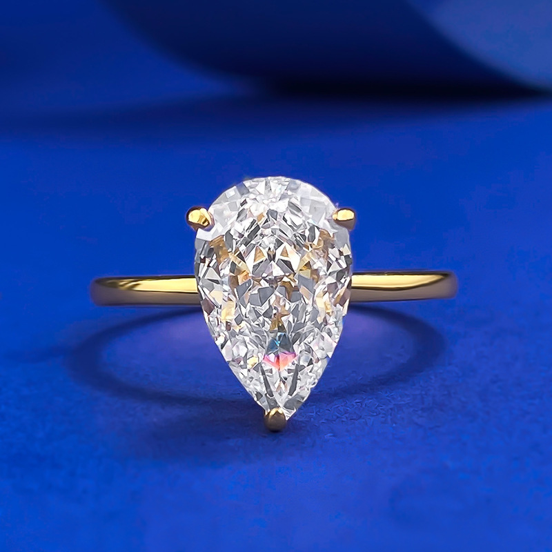 Sparkg Handmade Sterg Sier Pear Cut Moissanite Wedding Rings For Women dh910320090