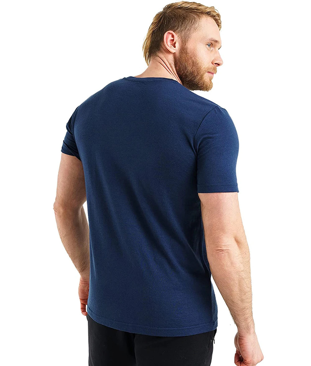 100% Merino Wool TShirt Men Short Sleeve Shirts Sport Lightweight Base Layer Hiking Tshirt Soft Breathable Undershirt 241031