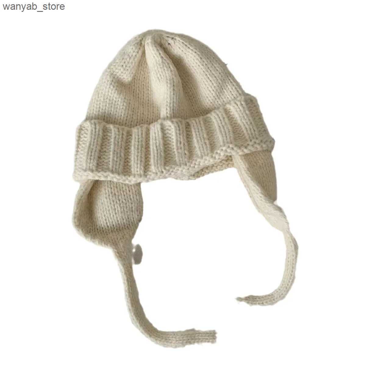 Wide Brim Hats Bucket Hats New 2023 Fashion Knitted Trapper Hat for Women Men Winter Knit Earflap Beanie Woman Crochet Russian Bomber Hats Bonnet Kpop