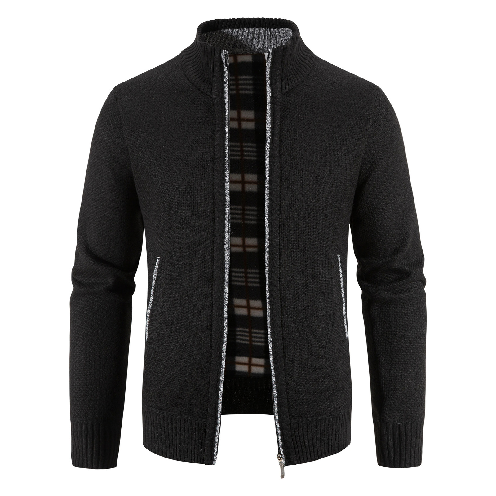 Men Sweater Jacket Winter Autumn Cold Coat Fleece Zipper Cardigan Soft Jumpers Turtleneck Warm Y2K High Quality Outerwear 241031