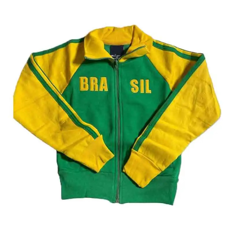 Y2K Aesthetic Brazilian Green Oversized Sweatshirt Men Women Letter Embroidery Zipper Hoodie Vintage Gothic Jacket Coat 241031