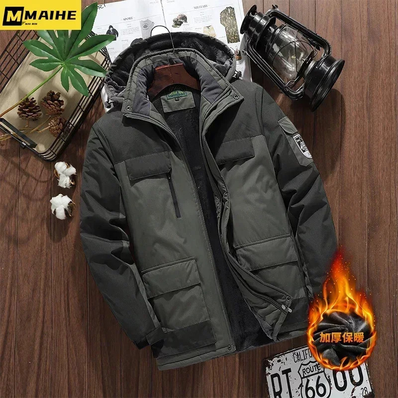 Plus Size 9xl 8xl 7xl Winter Waterproof Parka Men Warm Thicken Fleece Lining Outdoor Windproof Multipocket Hooded Jacket Coats 241029