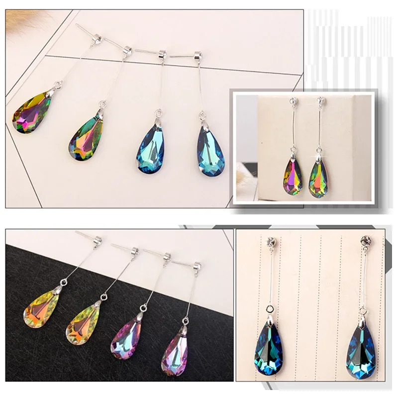 Original crystal water drop earrings from Austria suitable for womens earrings fashionable long pendant earrings wedding Christmas jewelry 241031