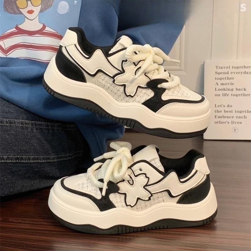 Sneakers New Mens Shoes Summer Sneakers Leather Casual Outdoor Running Sports Tennis Platform black white free shipping