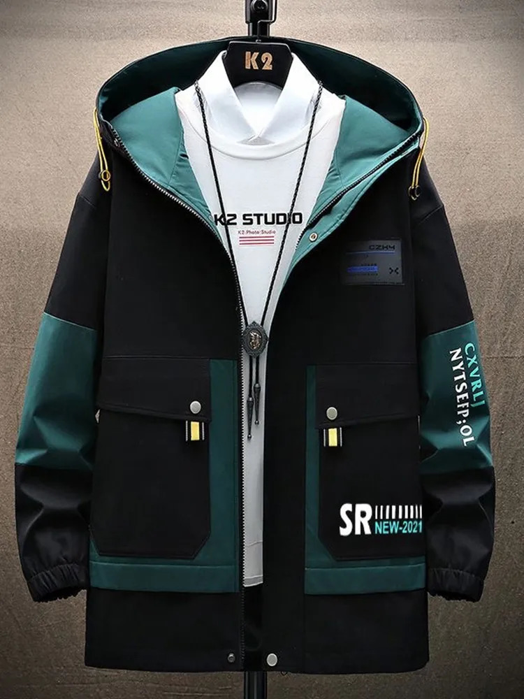 2024 Spring and Autumn Fashion Trend Printed Hooded Coat Mens Casual Relaxed Comfortable Waterproof PlusSize Jacket M4XL 241031
