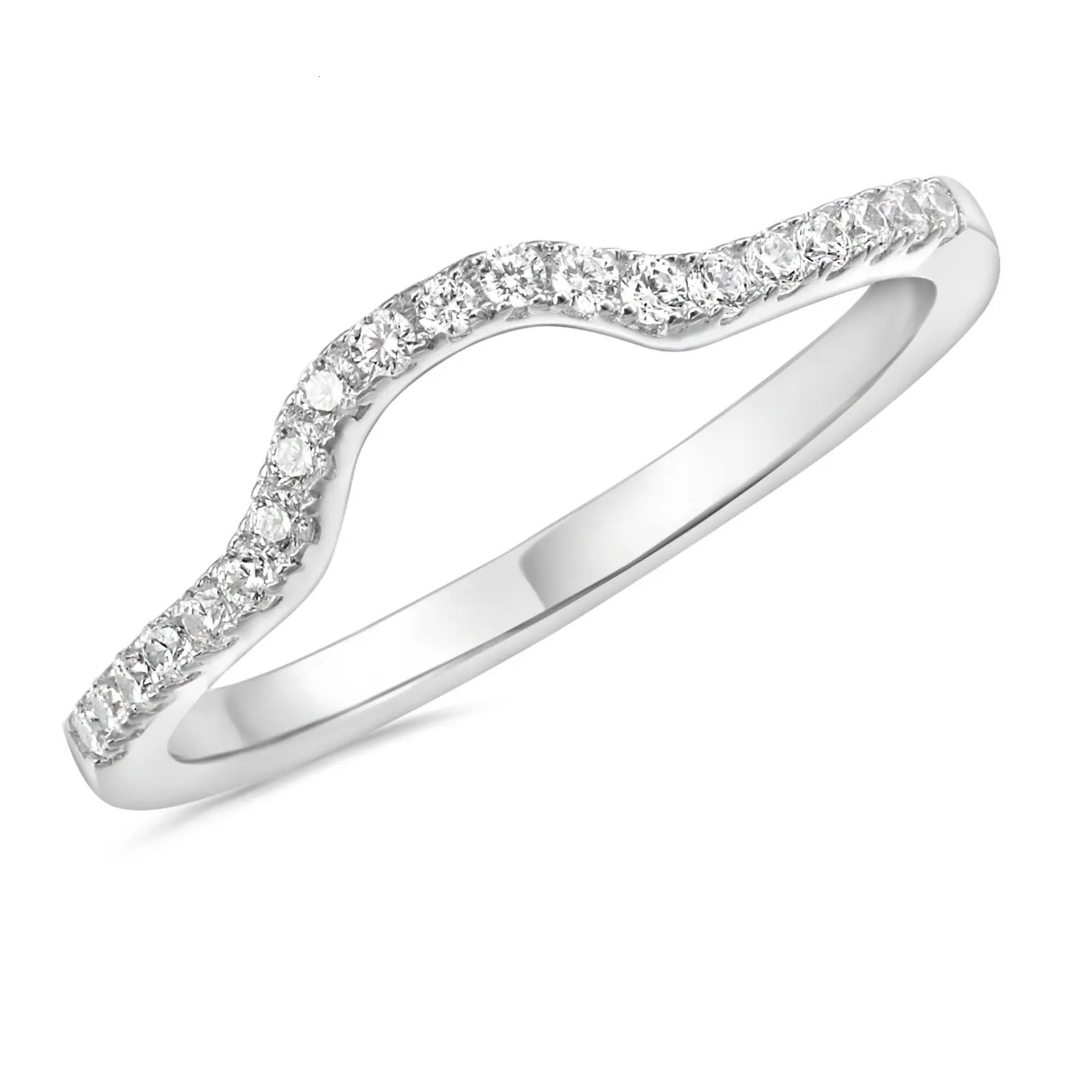 she 925 Silver Wedding Rings for Women Curved Stacking Band Jewelry Gift D Color VVS1 Pass Diamond Tester 241031