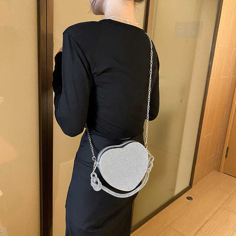 CMM Love Dinner Bag New Fashion Diamond Inlaid Womens Stylish Hand Held Crossbody Handbag Pu