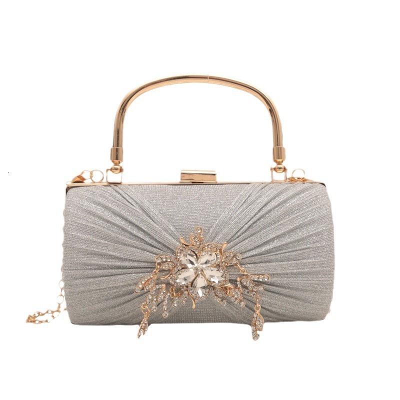New fashion diamond studded pleated skirt handbag, socialite dinner bag, fashion chain single shoulder crossbody bag