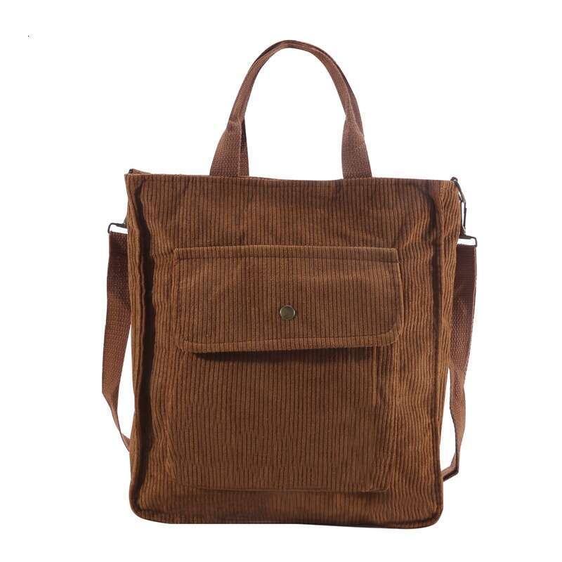 Women's Corduroy Tote Bag | Zippered Vintage Handbag for Shopping, Work, Travel