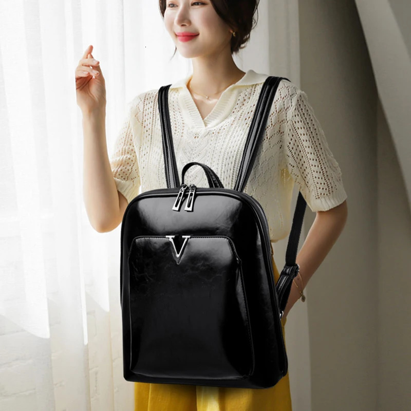 Women Leather Backpacks High Quality Female Vintage For Girls Capacity Travel Backpack Ladies Sac A Dos 241029