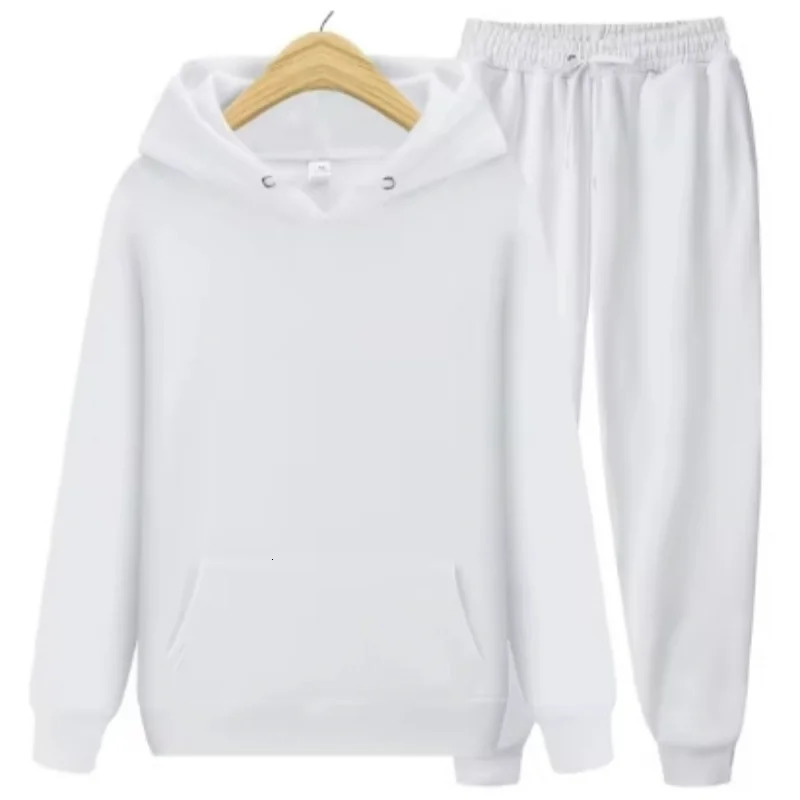 Men Tracksuit 2 Pieces Sets Hooded Sweatshirt Drawstring Pants Male Hoodies Running Sportswear Women Autumn Sportwear 241031