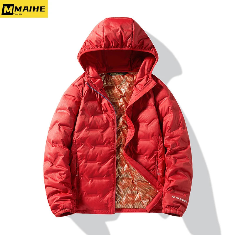 Winter Warm Mens Down Jacket Korean Version Fashionable Windproof Hooded Couple Portable Lightweight Jackets 241024