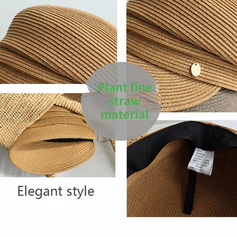 Summer Korean Version Womens Berets Casual Fashion Straw Shading Sun Protection Hat Gorras ed Japan n sboy Cap 241031