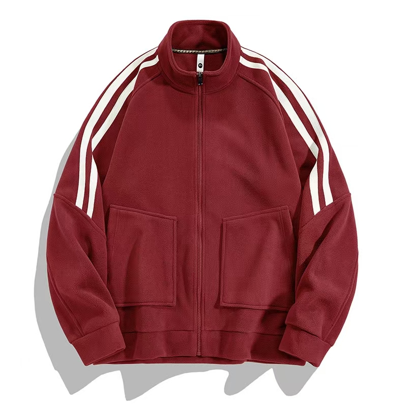 Designer jacket sweater men's autumn and winter new striped trend loose thickened collar coat.