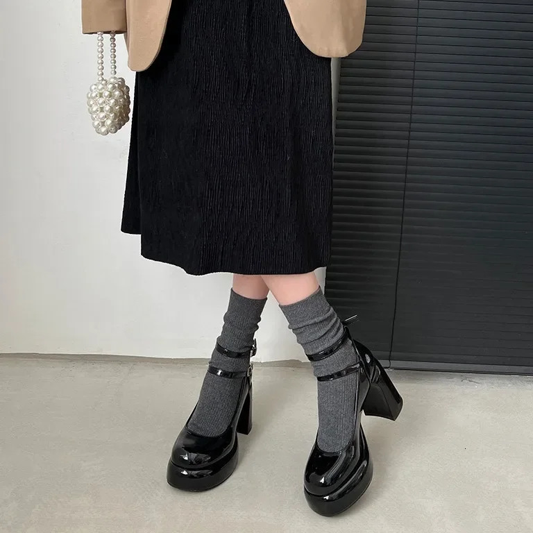 er Platform Women Mary Jane Shoes Fashion Elegant Double Buckle Thick Heel Shoes Ladies Dress Pumps High Heel Party Shoes 241031