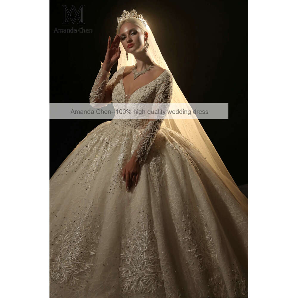 Long Sleeve Lace Ball Gown Wedding Dress