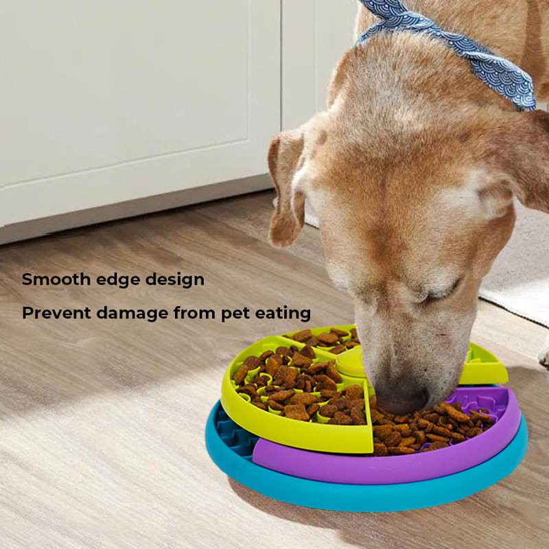 Pet three-layer puzzle rotating pet slow food bowl anti overturning feeding tool feeder cat and dog bowl