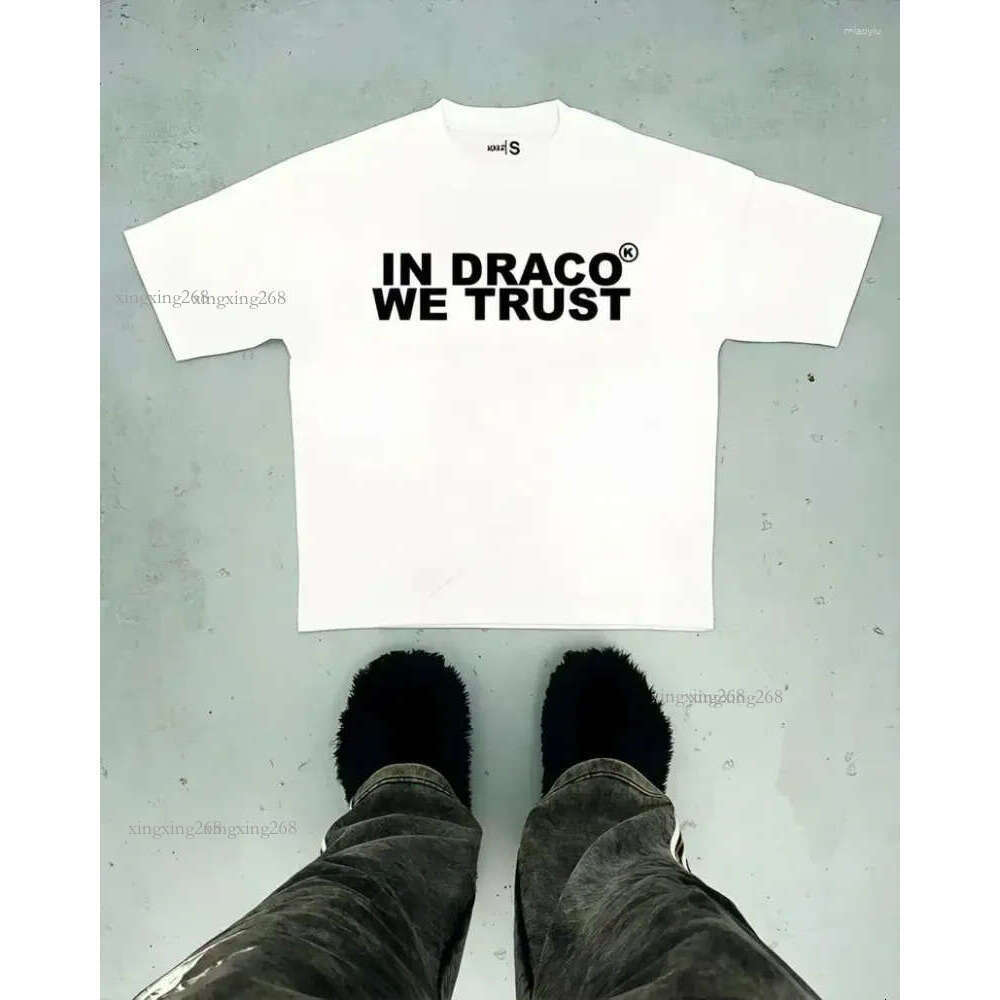 Men's T Shirts In Draco We Trust Letter Print Summer T-shirt High Quality Harajuku Casual Fashion Short Sleeve Couple Oversized Streetwear