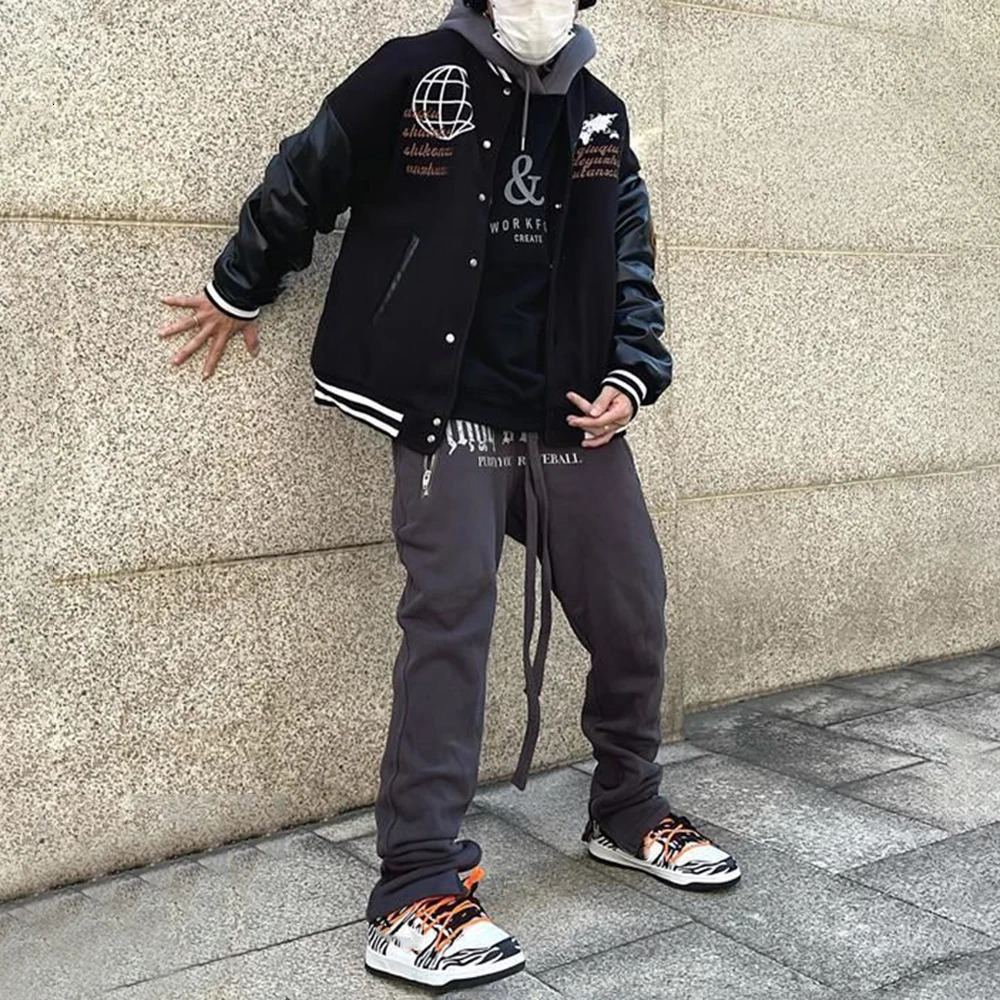 Autumn/Winter American Retro Baseball Jacket Mens Letter Global Embroidered Patch Work Casual Leather Jacket Pilot Loose Jacket 241031