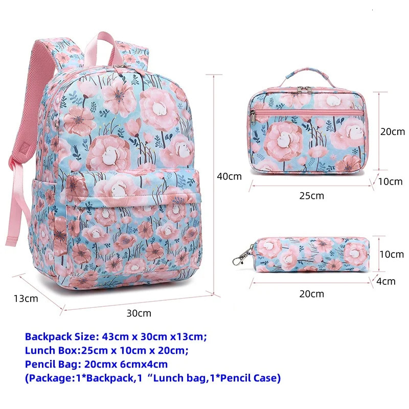 DOXUNGOO Girls Women School Bags College Bookbag Fits 14 Inch Laptop Bag Backpack Set With Lunch Pack Pencil Case 3Pcs 241029