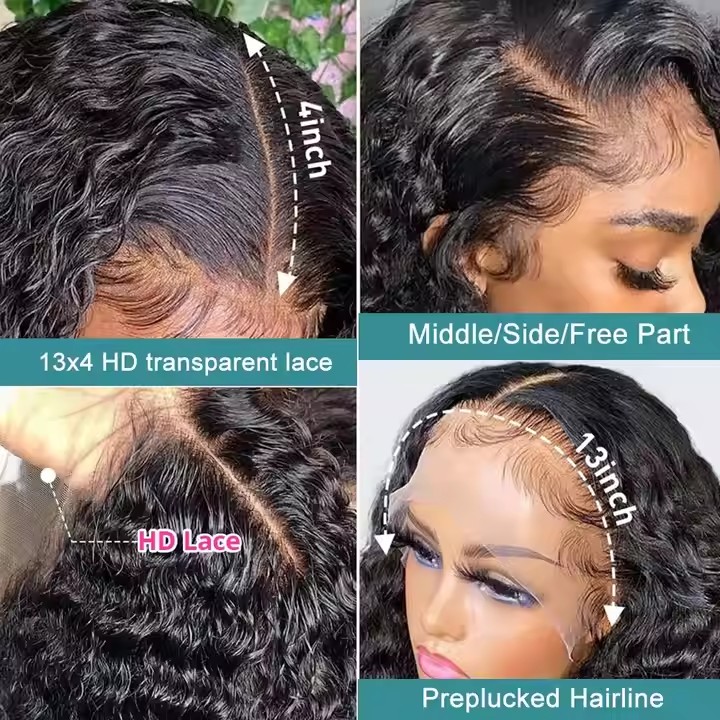 Kinky curly Wig Transparent 360 full Lace Frontal Wig Curly Human Hair Wigs 360 Pre Plucked Glueless hd lace front wig with curly baby hair 150% HD in