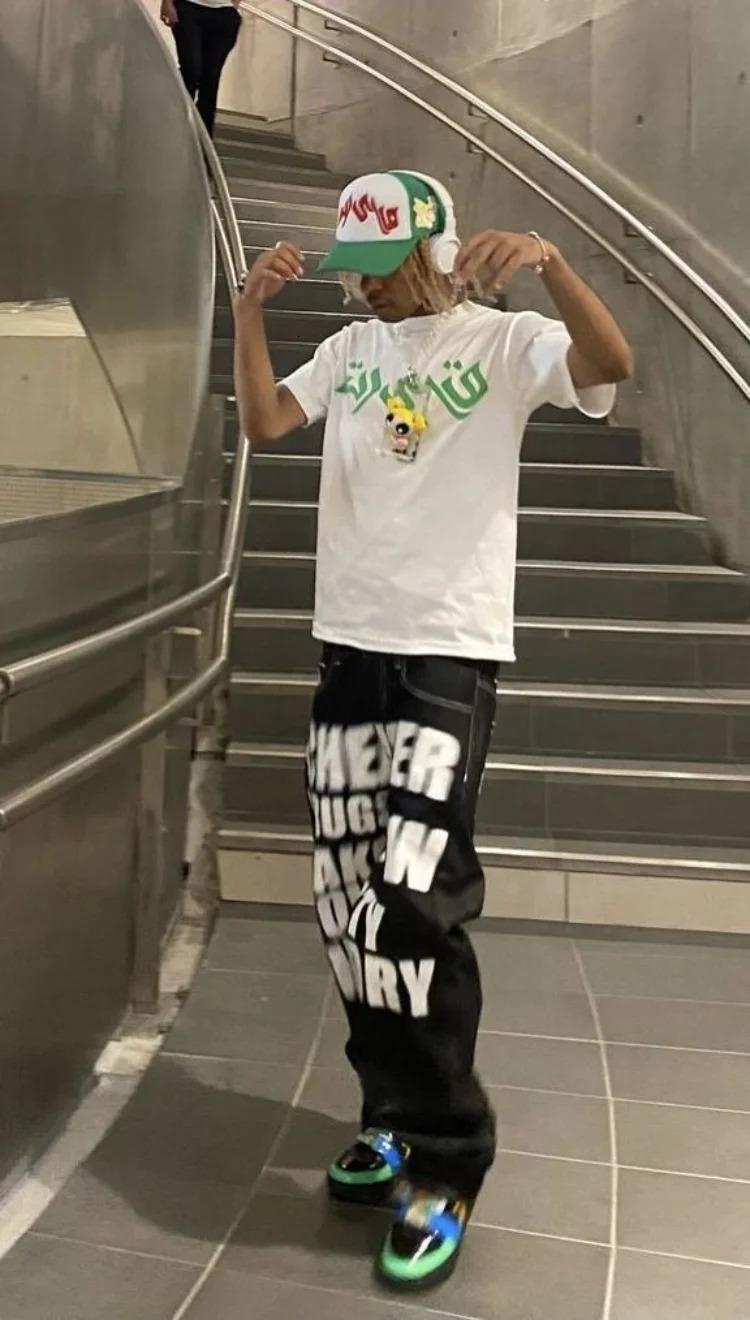 Y2k Jeans Hip Hop Letter Printed Black Pants Men Women 2023 Trend Fashion Punk Loose Straight Wide Leg Trousers Streetwear 241024