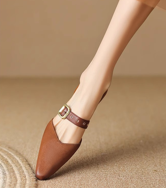 Women's Fashion Shoes:France Gentle Style Pointed Flat Bottom New Trendy Retro Style Versatile,Black/Brown,Free shipping