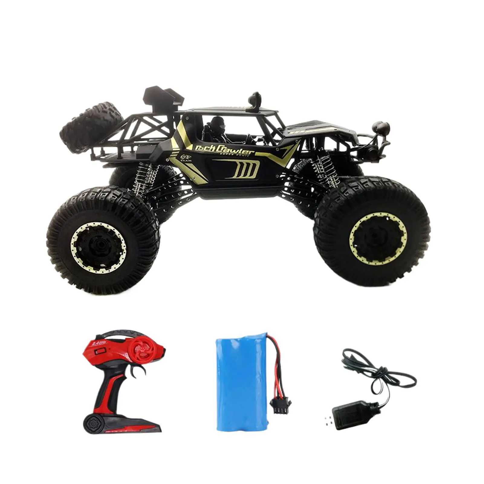 4WD metal alloy body RC truck off-road 4x4 2.4G 1/8 all terrain large rock track remote control car toy childrens toy gift X241101