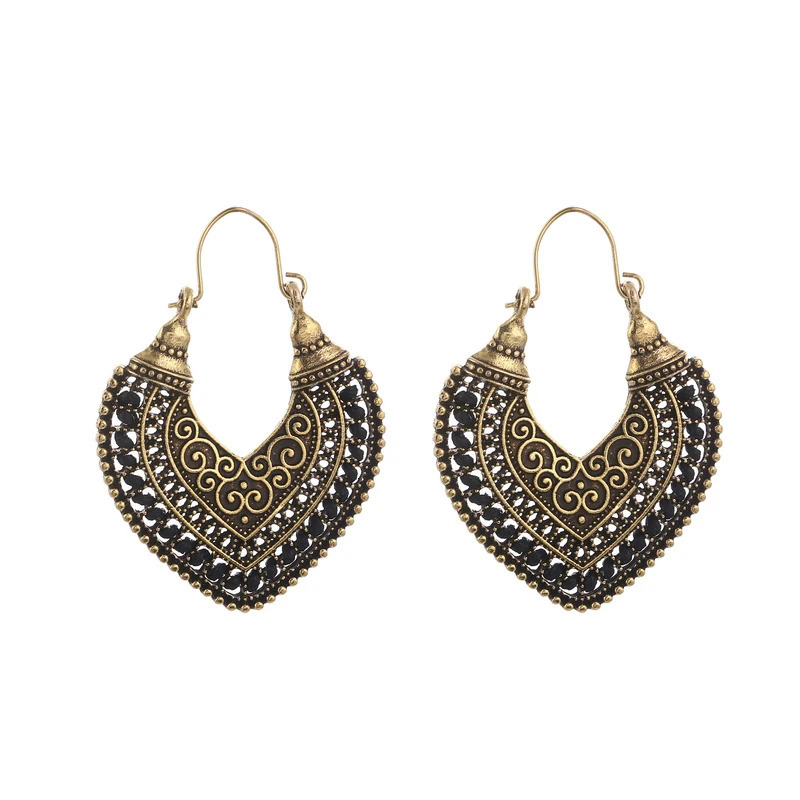 Vintage Statement Ethnic Boho Earrings For Women Heart Shape Bohemian Earings Jewelry Rope Wrap Handmade Drop Gift 241031