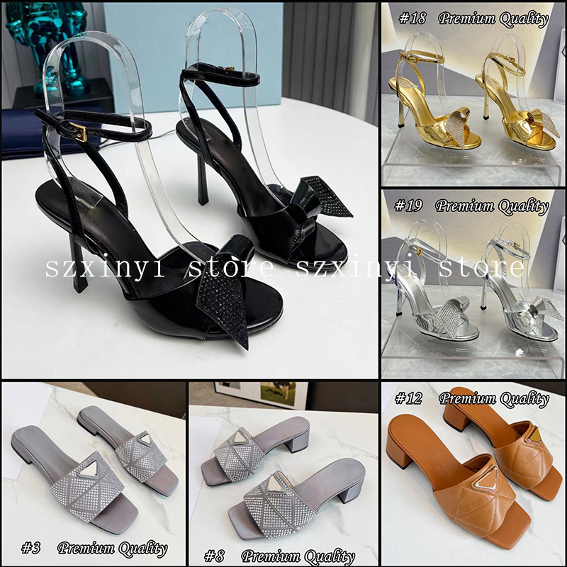 10A High-Quality Fashion Leather/Diamond Slippers Women's High Heels Sandals
