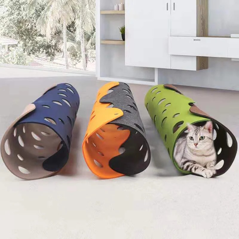 Cat Tunnel Felt Mat Collapsible Cats Tube Toys Cave Nest DIY Combination Play Tunnels Pet Interactive Toy