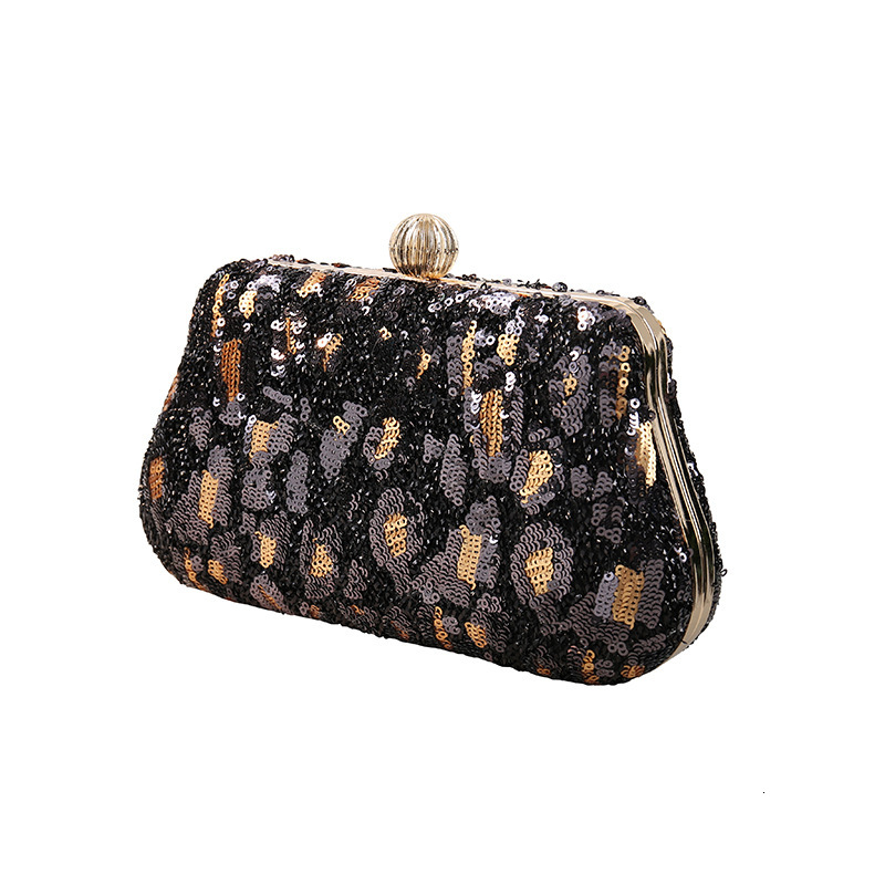 Hot selling new designer women's embroidered sequin leopard print meal bag banquet handbag