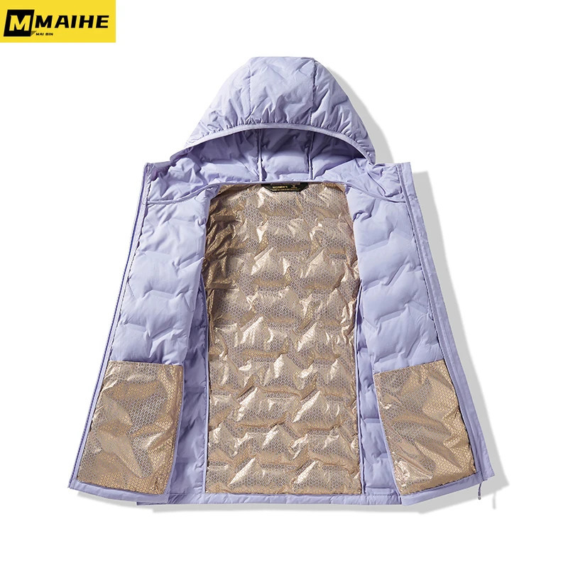 Winter Warm Mens Down Jacket Korean Version Fashionable Windproof Hooded Couple Portable Lightweight Jackets 241024
