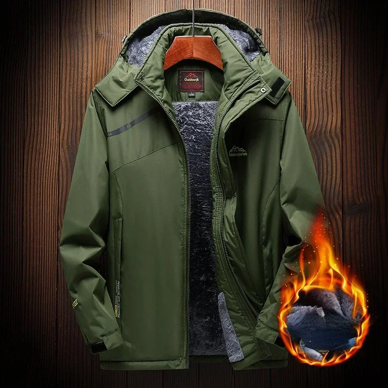 Mens Winter Jacket Fleece Thick Warm Hooded Parka Male Waterproof Big Size Padded Coat Snow Camping Outerwear Plus 7XL 8XL 241029