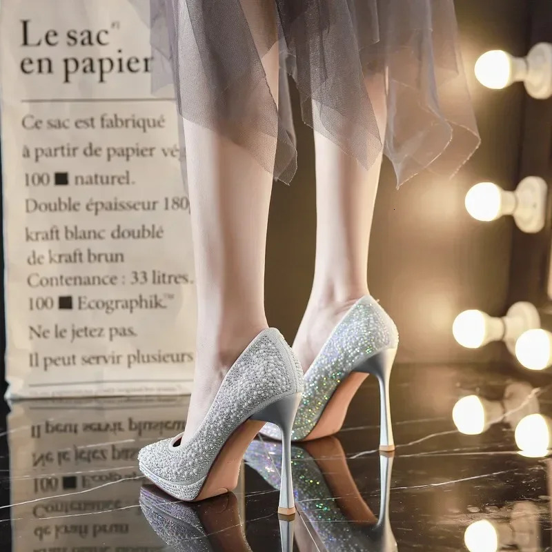 Wedding Two Wear Crystal Wedding Shoes Temperament Bridesmaid Bridal Shoes French Evening Dress Heels 241031
