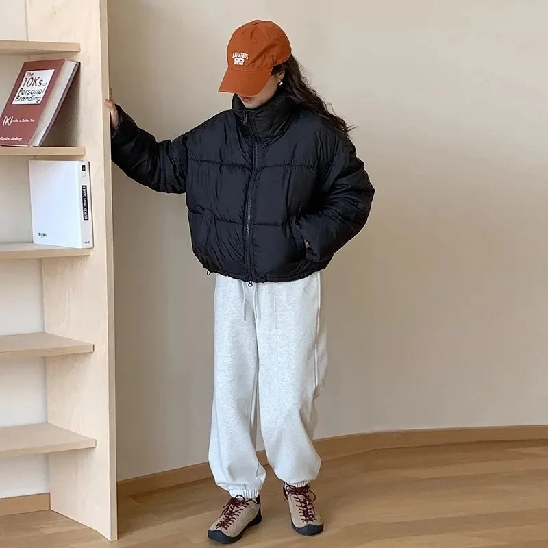 2024 Women Solid Loose Puffer Jacket Winter Korean Chic Oversized ThickenedWarm Parkas Female Coat Lady Padded Ja 241031