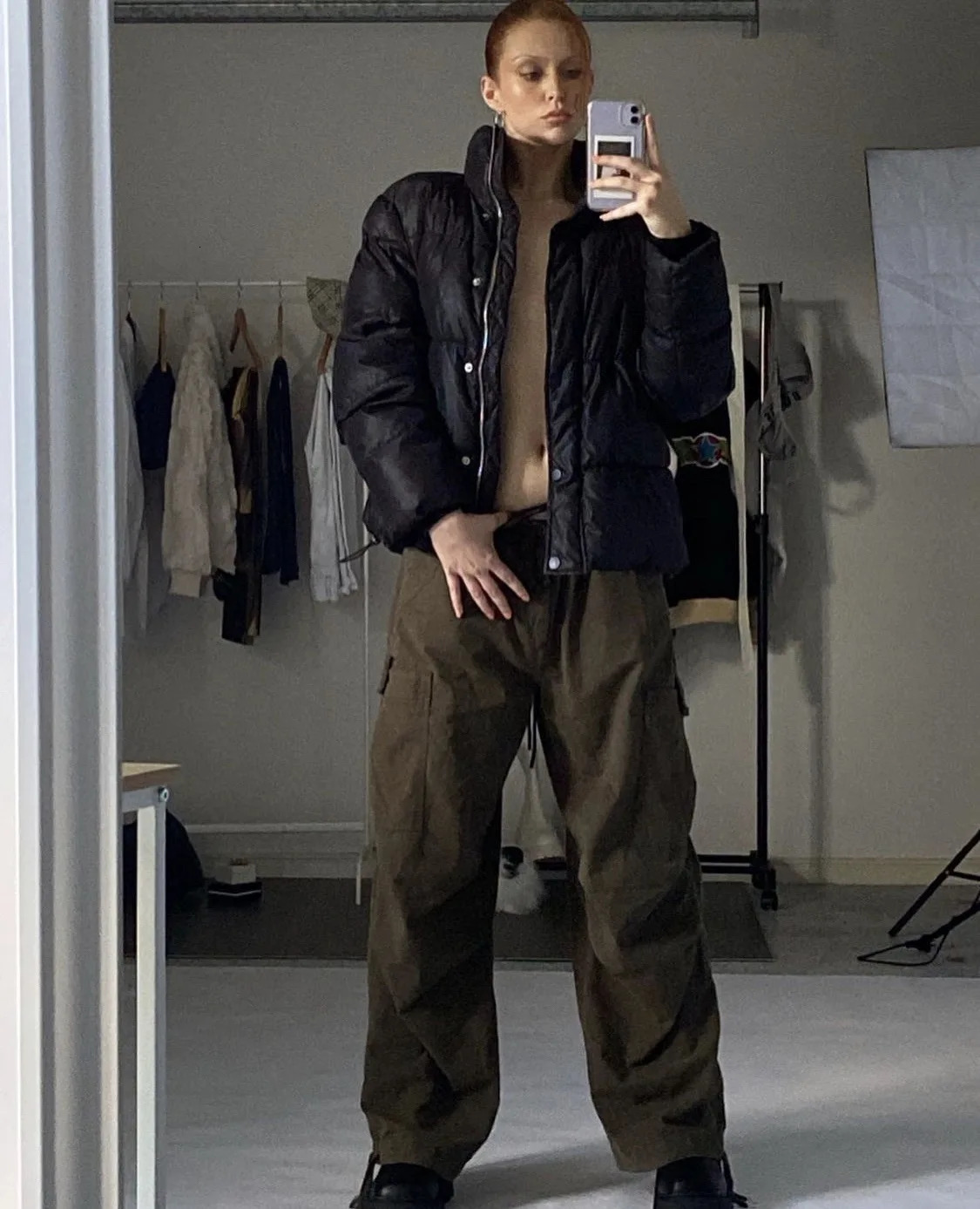 jaded london brown overalls American retro drawstring leg casual wide-leg trousers for men and women 241031