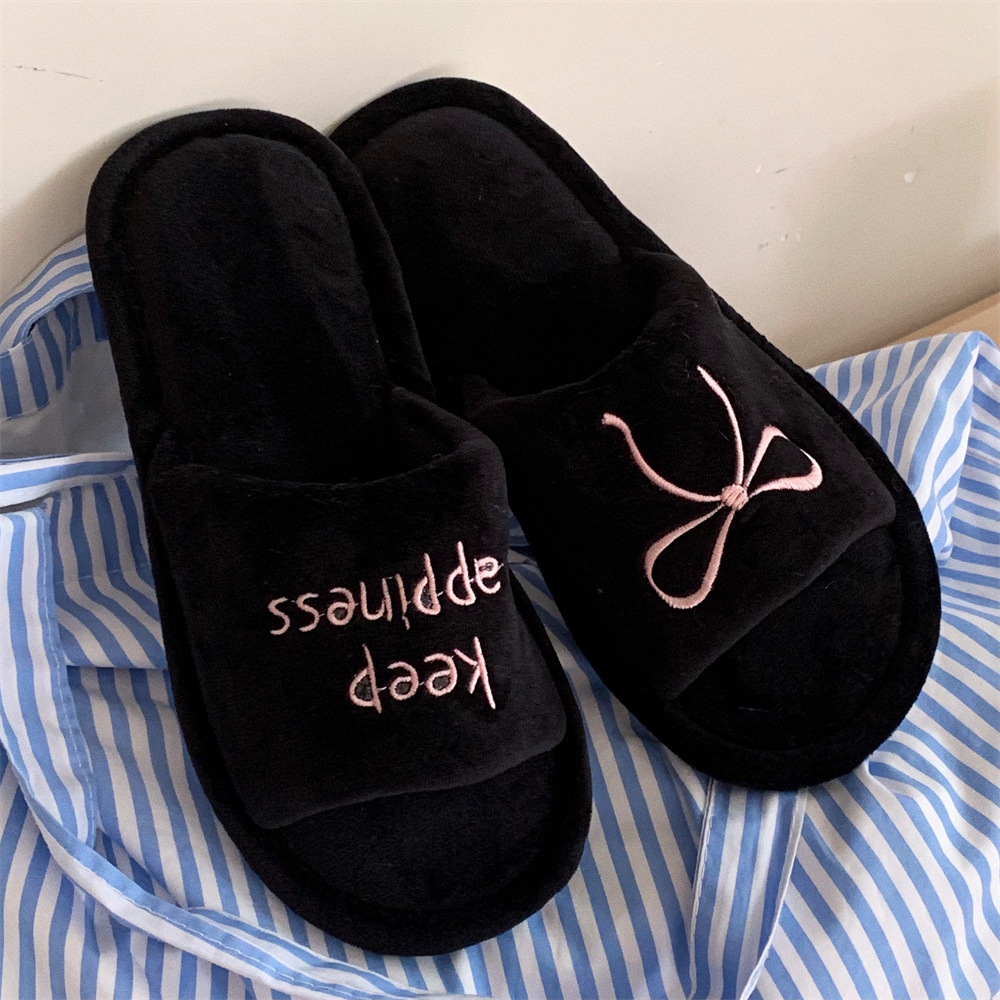 Creative English Letters Home Slippers Women Girls Cute fluffy winter warm plush indoor flats Bedroom slide casual women's cotton slippers