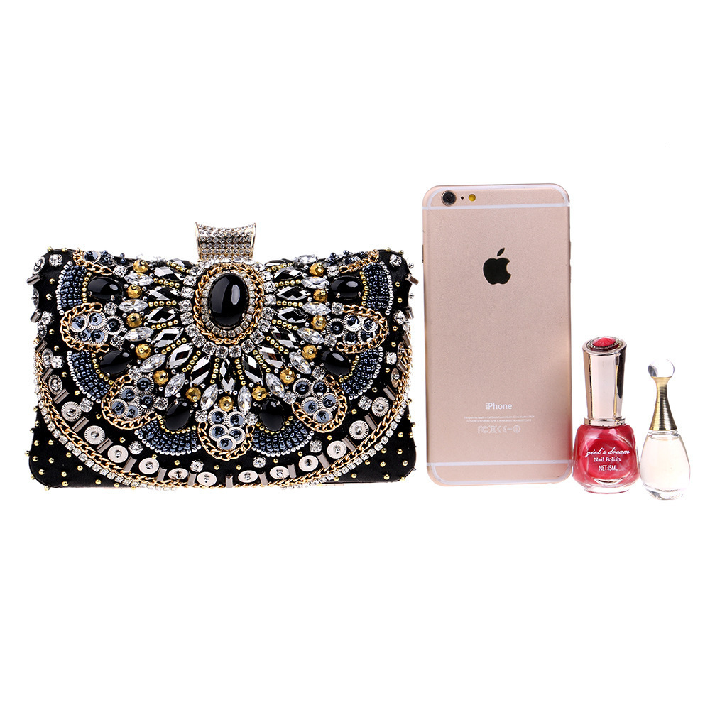 New Grand Banquet Handmade Embroidered Bead Embroidered Dress with Diamond Inlaid Fashion Women's Bag